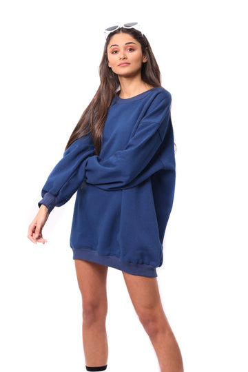 Oversized Petrol Blue Sweatshirt Dress