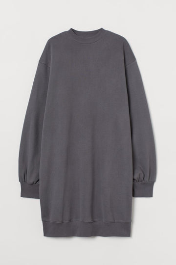 Oversized Shadow Grey Sweatshirt Dress