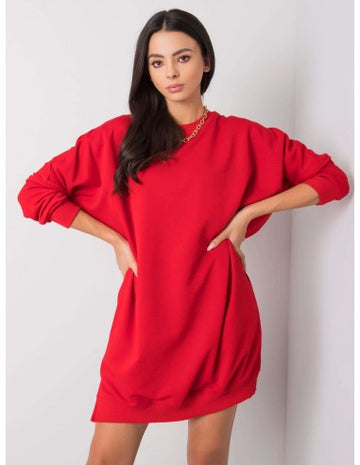 Oversized Striking Red Sweatshirt Dress