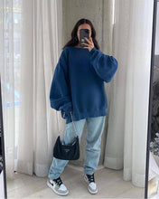 Oversized Petrol Blue Sweatshirt Dress
