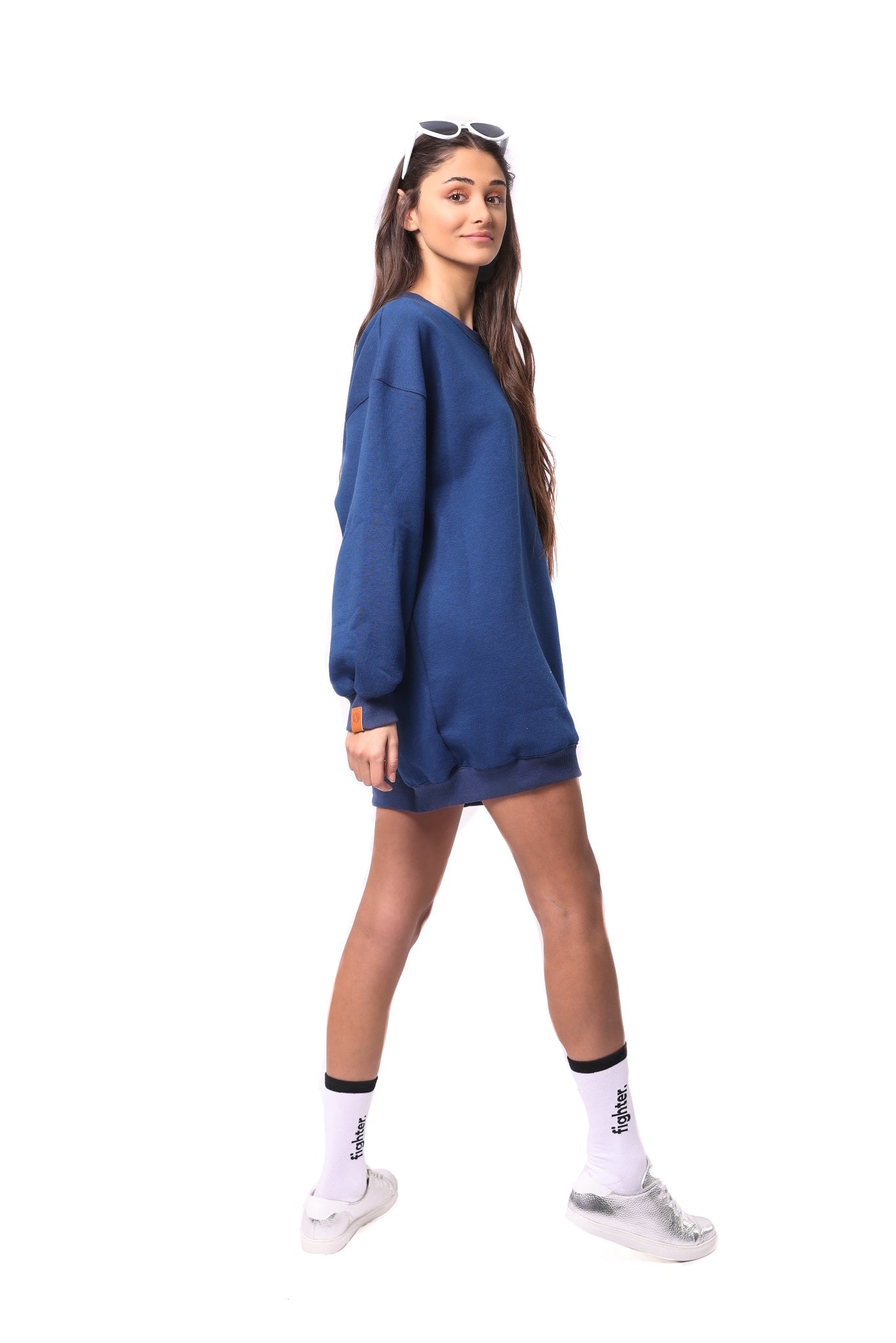 Oversized Petrol Blue Sweatshirt Dress