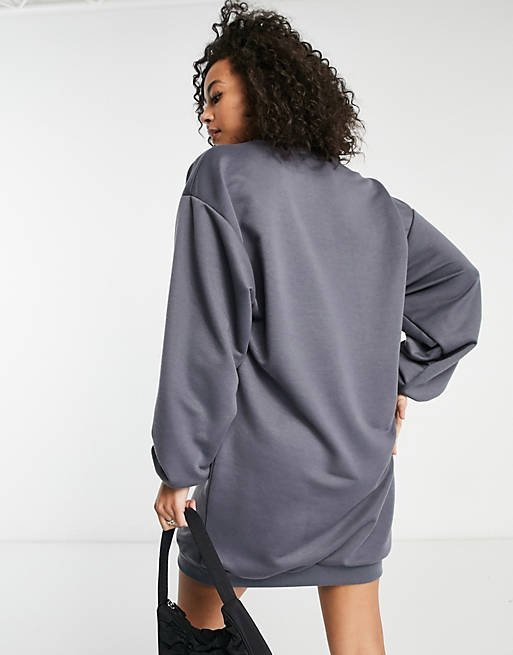 Oversized Shadow Grey Sweatshirt Dress