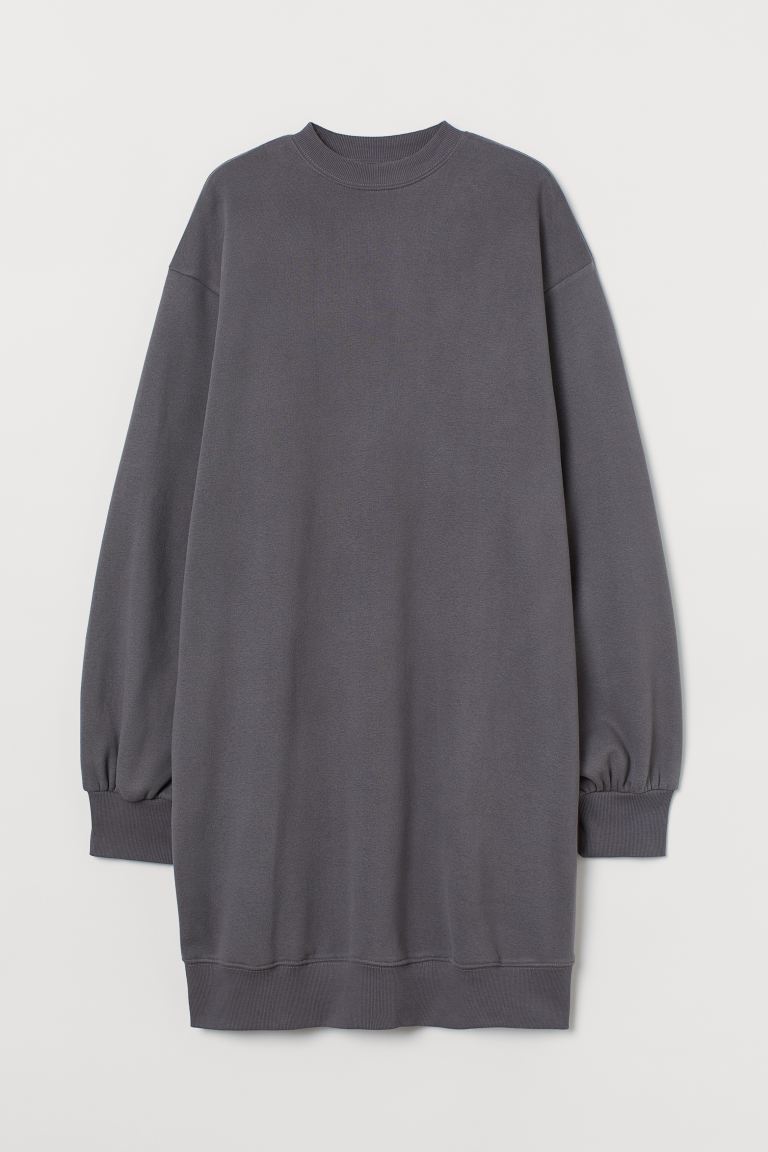 Oversized Shadow Grey Sweatshirt Dress