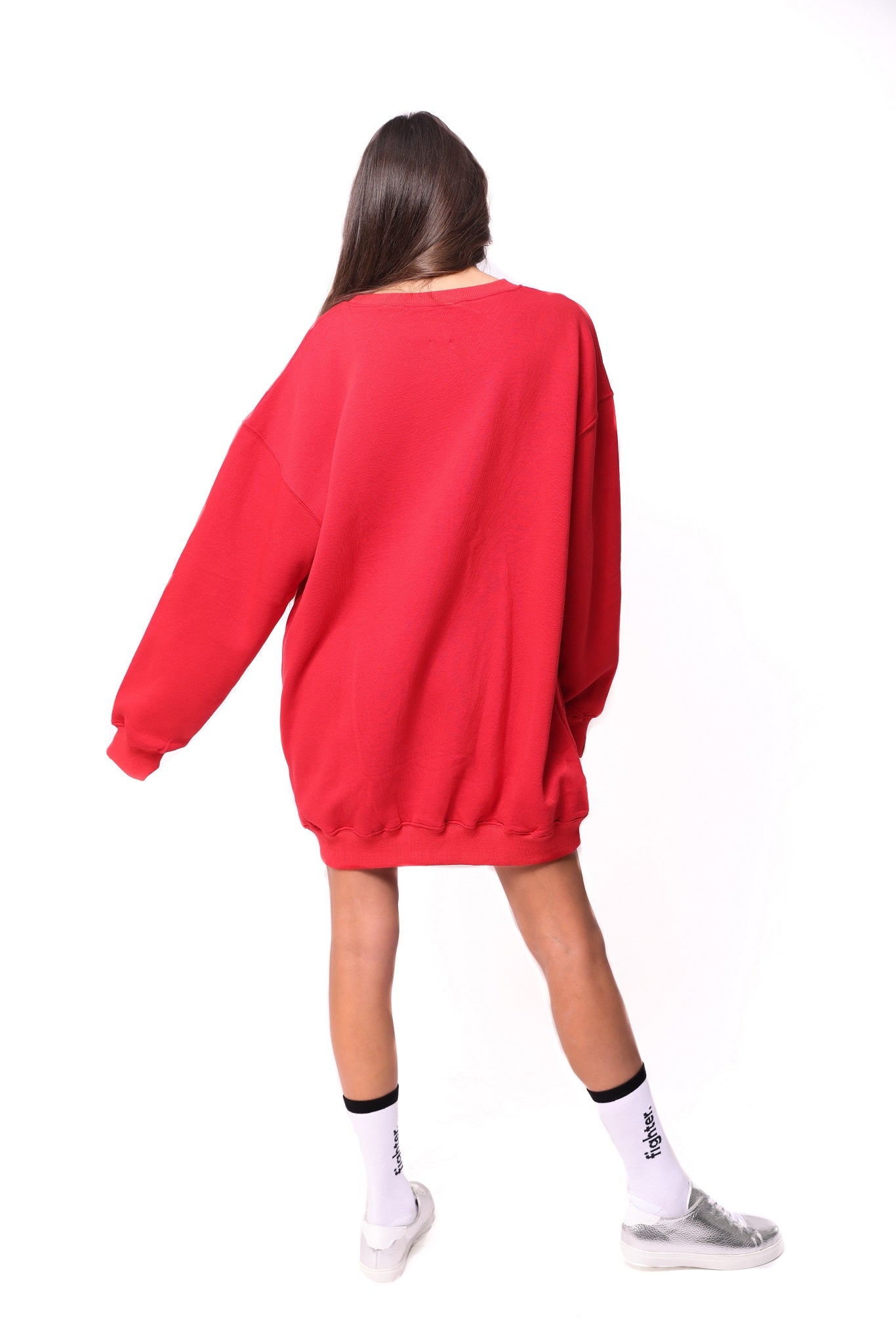 Oversized Striking Red Sweatshirt Dress