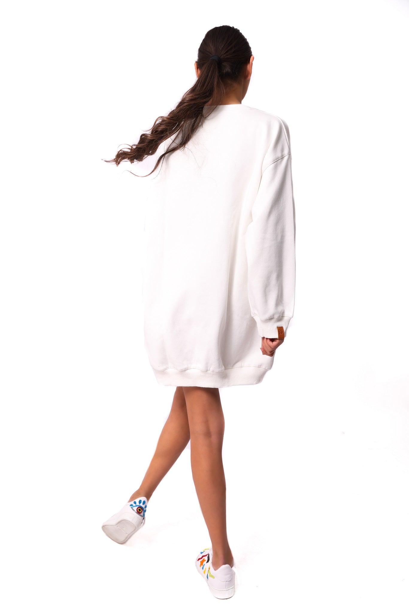 Oversized Ivory White Sweatshirt Dress